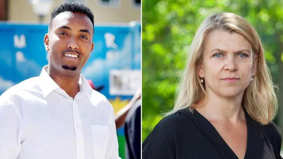 Mohamed Abdukani och Marielle Lahti, gruppledare MP Eskilstuna.