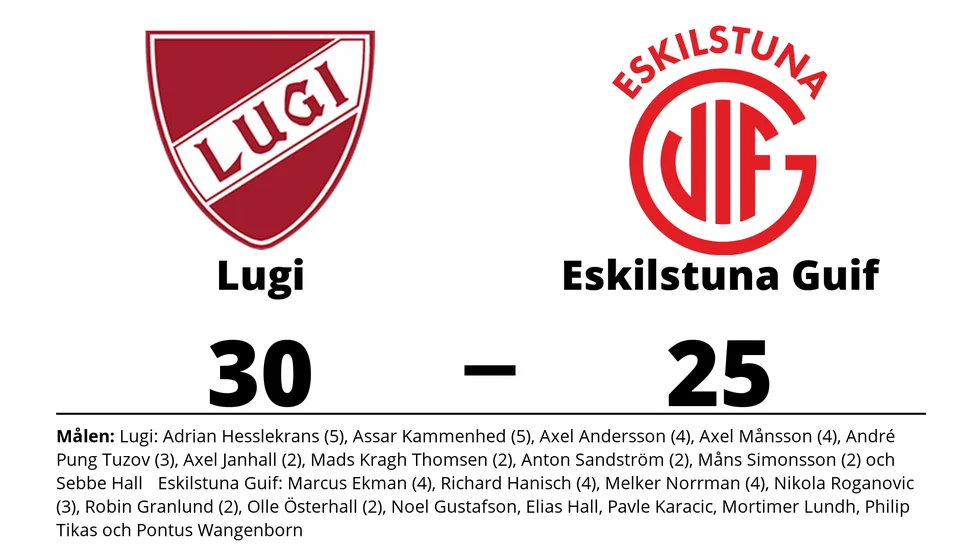 Lugi HF vann mot Eskilstuna Guif