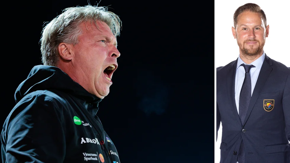 Mikael Teurnberg (t v) under Dackarnas guldmatch i speedway mot Vätervik nyligen och Tobias Pehrsson, verksam i Djurgårdens hockey.