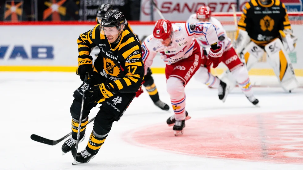 Landslagscentern Pär Lindholm var en av isens giganter i torsdagens drabbning med Timrå IK.