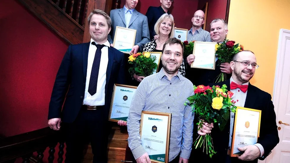 Prisade. Övre raden från vänster; Mattias Vestman, Pite VA-Teknik, Johan Larsson, Nyab, Göran Johansson, G-L Kompetens. Andra raden; Johan Gustafssonh, Cranex, Marie Laestander, Electrotech, Rickard Öhlund, Öhlunds Borr & Såg. Längst ner; Tomas Karlsson, Agency 9, Peder Björkman, Drying AB. Två pristagare saknades vid utdelningen.
