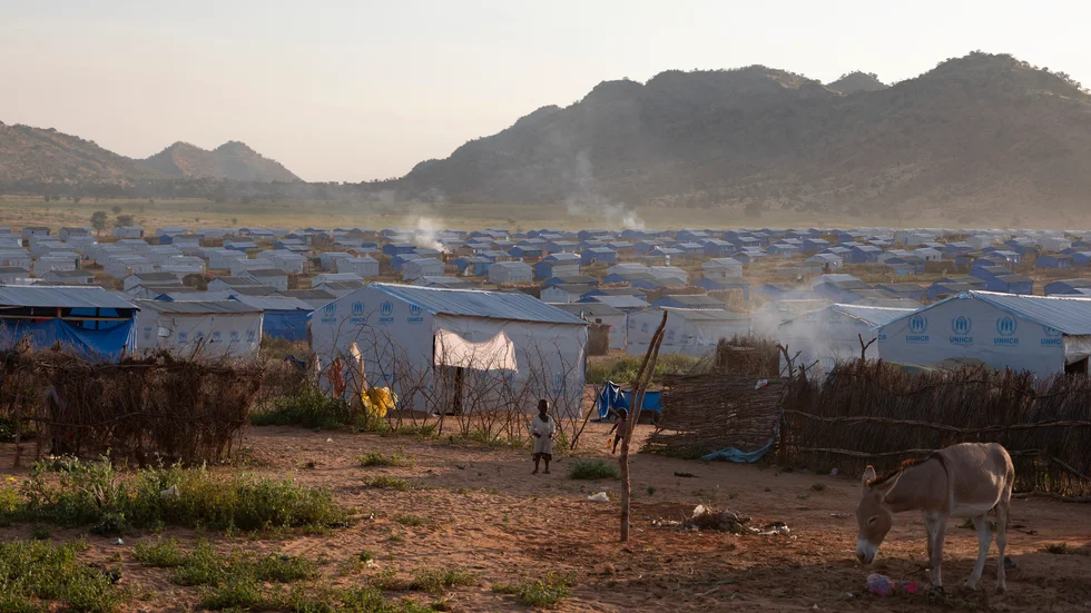 Flyktingläger i Tchad dit människor flytt från Sudan.