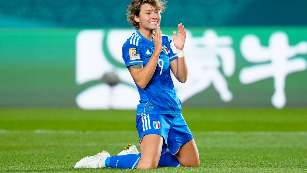 Valentina Giacinti, en av Italiens målskyttar i den sensationella 3–2-segern mot Spanien i Nations League. Arkivbild.