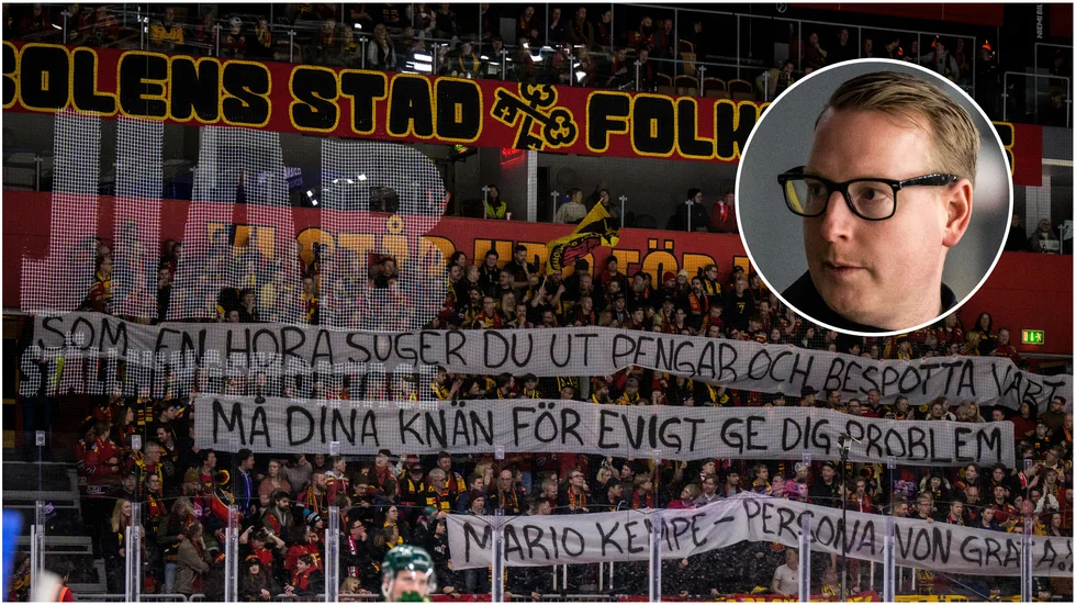 Magnus Mårtensson, tävlingschef Svenska ishockeyförbundet, förklarar att förbundet har anmält banderollen som visades upp förra torsdagen.