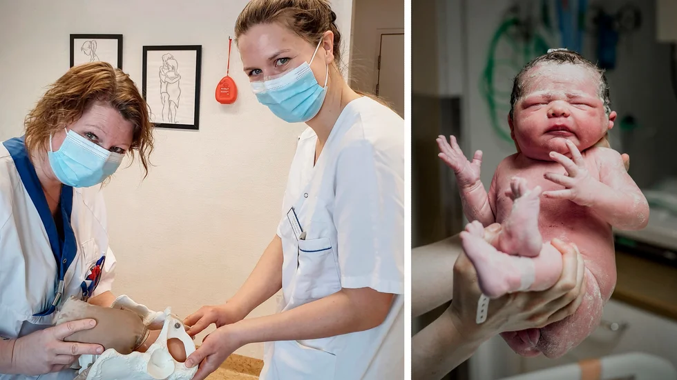 BB Nyköpings nya Instagramkonto ska hjälpa blivande föräldrar att känna sig trygga och välkomna. I ett av inläggen övar ST-läkaren Isabell och barnmorskan Ulrika på att bedöma barnets position i bäckenet.