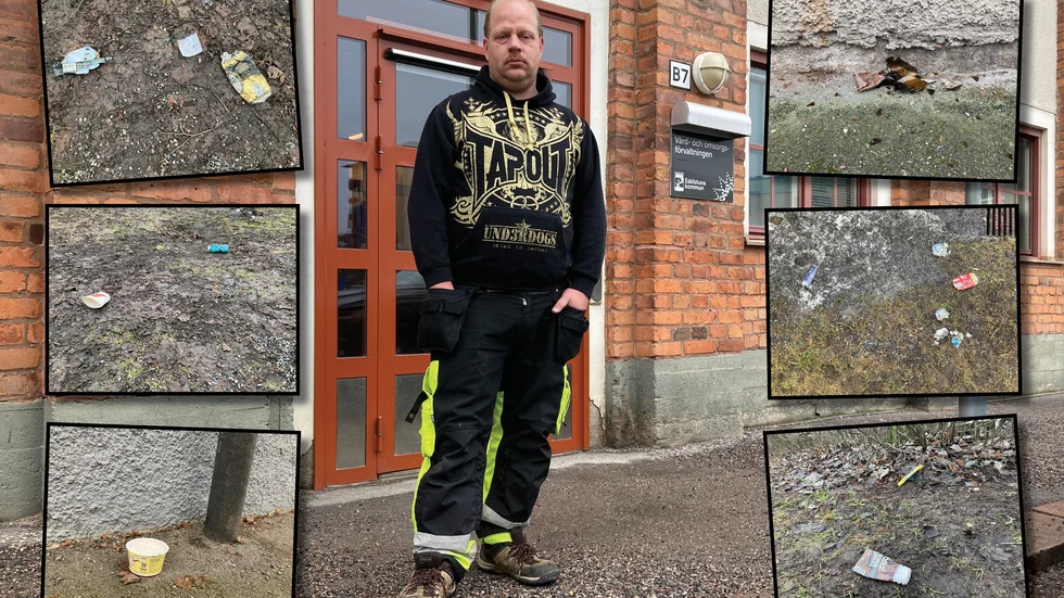 När snön försvann töade skräpet fram. För Lennart Johansson som arbetar med att plocka skräp blev det en tuff måndag. "Vi har en runda vi går som brukar ta en timme. I måndags tog det tre timmar."