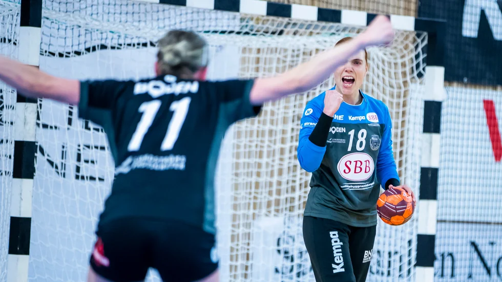 Målvakten Mie Sörensen gjorde en bra match och var en av anledningarna till att Boden Handboll fick segerjubla.