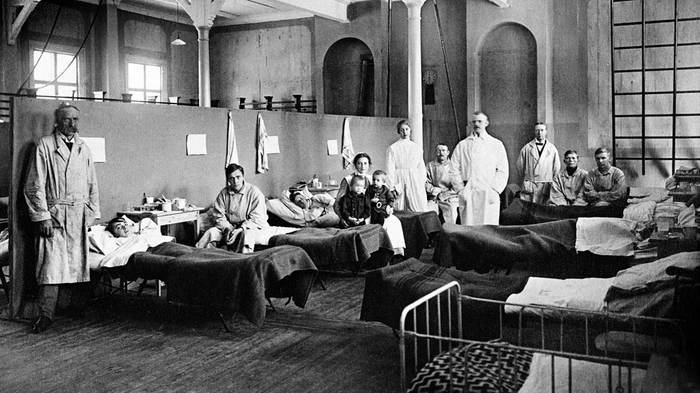 Gymnasiets gymnastiksal i Östersund förvandlades till "Spanska sjukhuset" 1918 när pandemin drabbade staden och Sverige hårt. 
