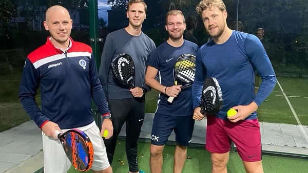 Gänget bakom DECO padel: Oscar Karlsson, Emil Herge, Christoffer Karlsson och Daniel Hallingström.