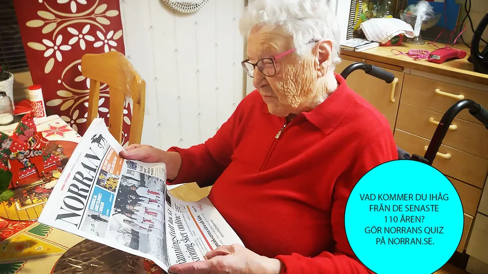 Eva Johansson är 103 år gammal och Norrans äldsta prenumerant. Hon läser tidningen från början till slut varje dag.