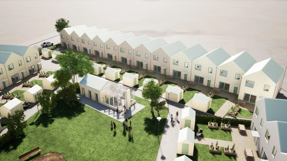 Svensk Husproduktion ska bygga radhus med gemensamhetslokal på innergården. Arkitekt: Marcus Hahn.