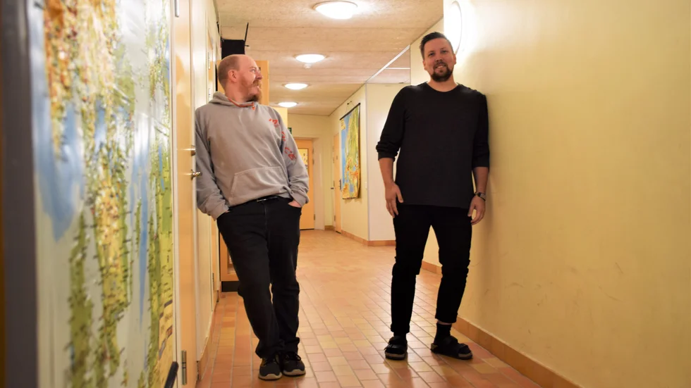 Stefan Lundberg och Alexander Nilsson. Båda är mentorer här på Mariaskolan i Gällivare. Den första skolan i kommunen där man satsat på mentorer.