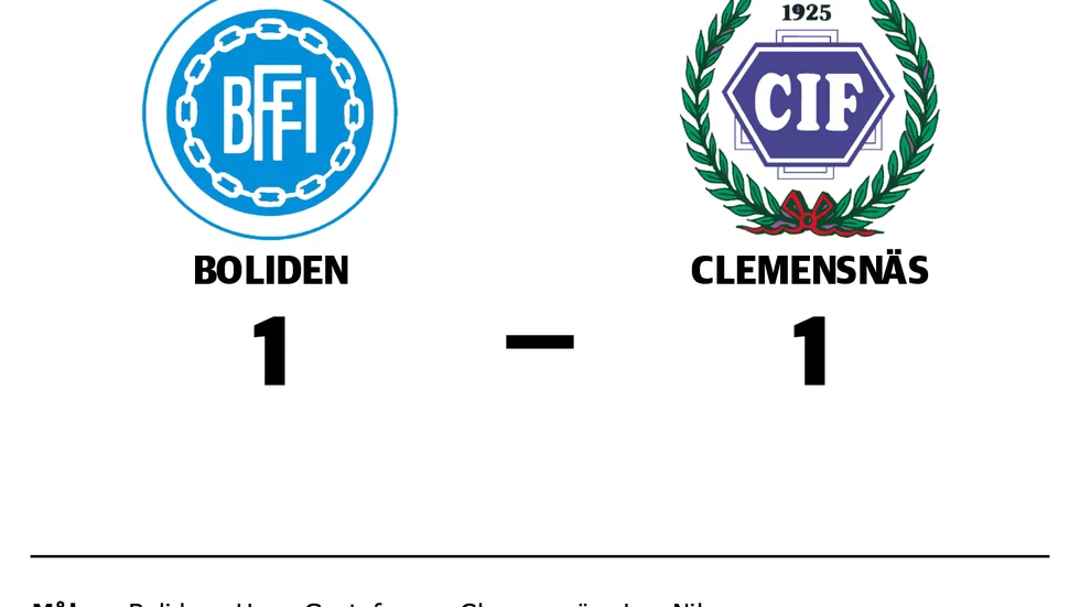 Boliden spelade lika mot Clemensnäs