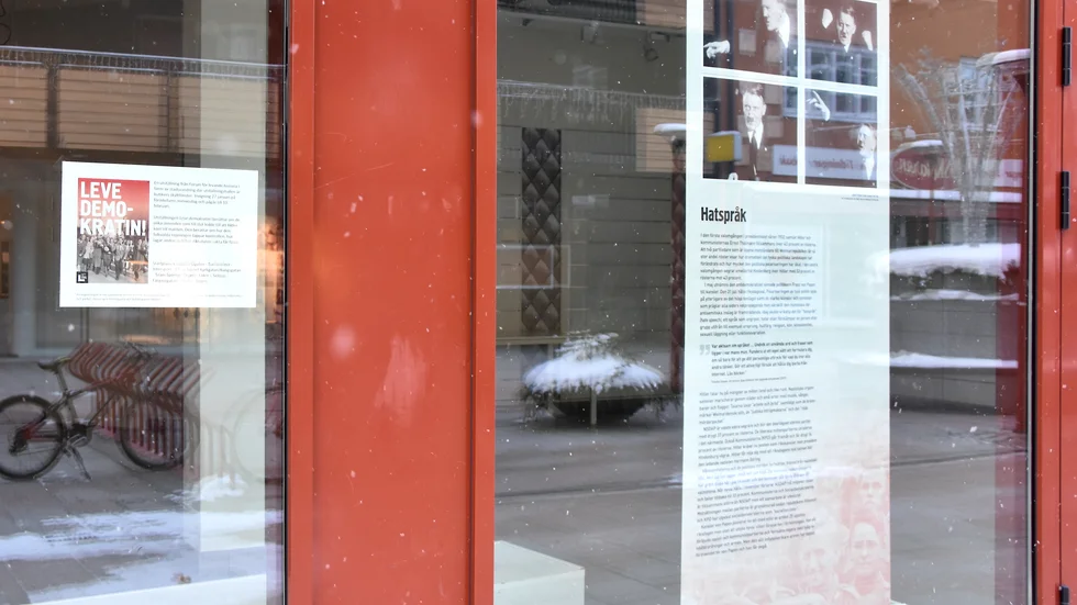 Utställningen i skyltfönstren pågår till den 10 februari.