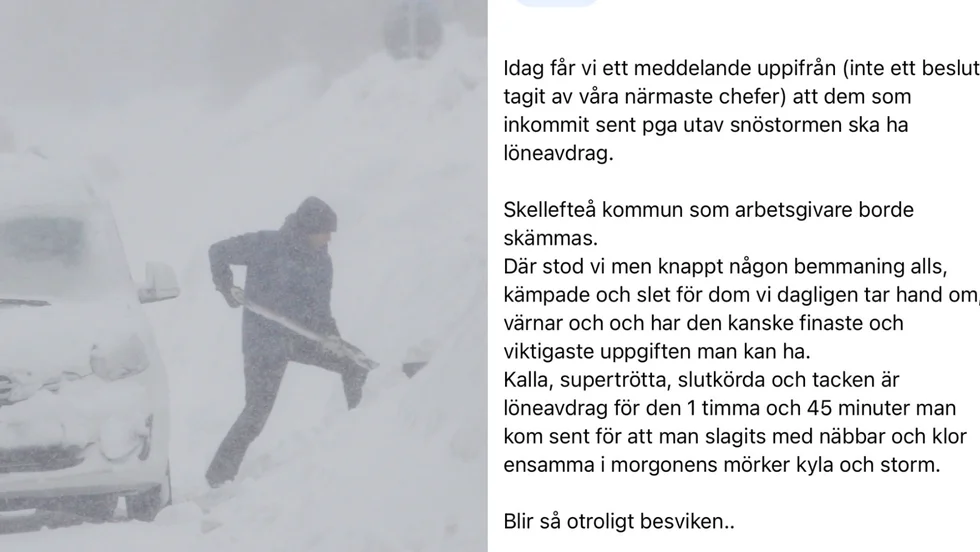 Personal hotades med löneavdrag efter att ha kommit sent när det var snöstorm.