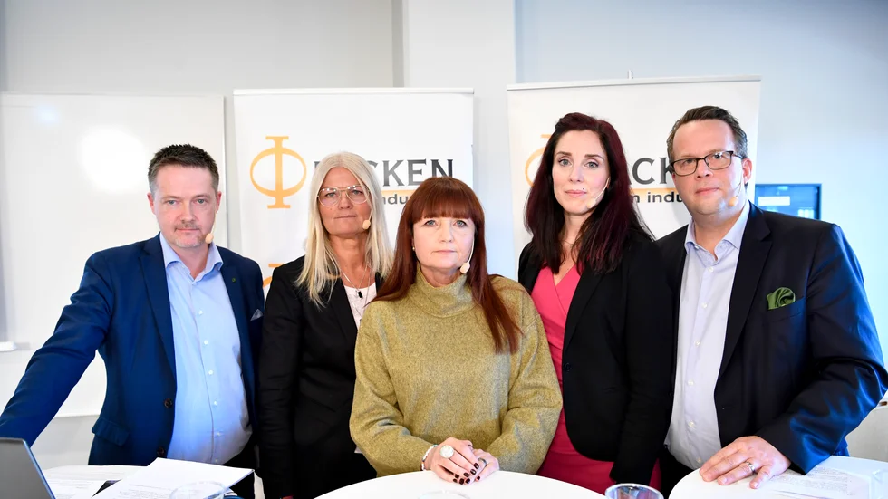 Per-Olof Sjöö (GS-facket), Eva Guovelin (Livs), Marie Nilsson (IF Metall), Ulrika Lindstrand (Sveriges Ingenjörer) och Martin Linder (Unionen) representerar facken inom industrin.