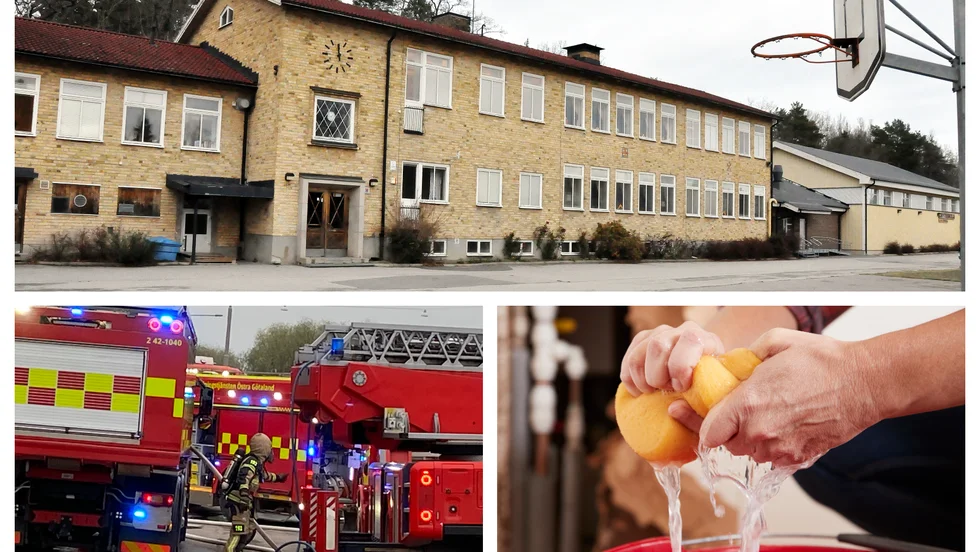 När det blev för mycket vatten i lokalerna fick räddningstjänsten tillkallas till Gryts skola.