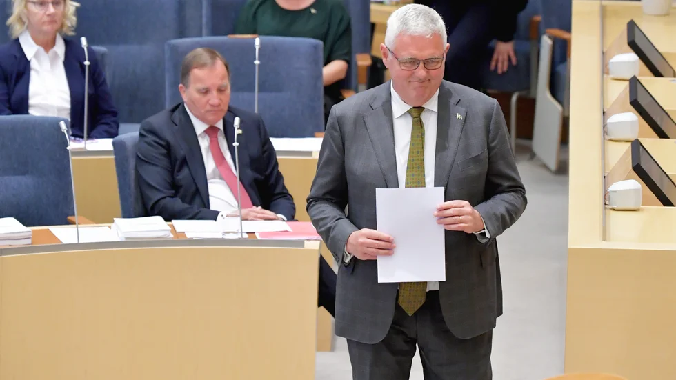 Centerpartiets gruppledare i riksdagen Anders W Jonsson vill att onsdagens partiledardebatt ställs in. Arkivbild.
