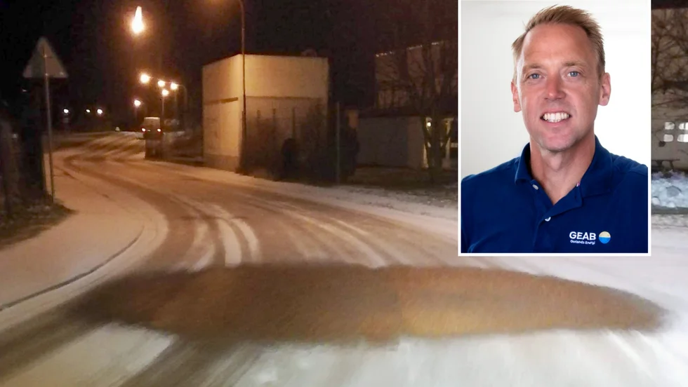 Exempel på när en underjordisk vattenläcka värmt upp marken ovanför. Vanligtvis är de här fläckarna inte mycket större än ett brunnslock, menar Oskar Lindehejd (lilla bilden), marknadschef på Geab.