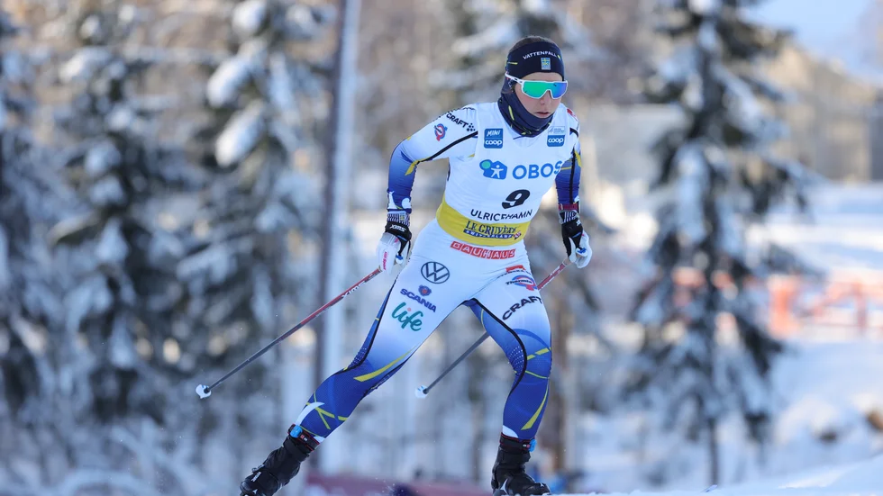 Johanna Hagström under damernas sprintkval i världscupen i Ulricehamn på lördagen.
