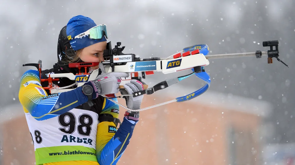 Stina Nilsson åkte snabbt, men sköt sämre i IBU-cupen i Slovakien. Arkivbild.