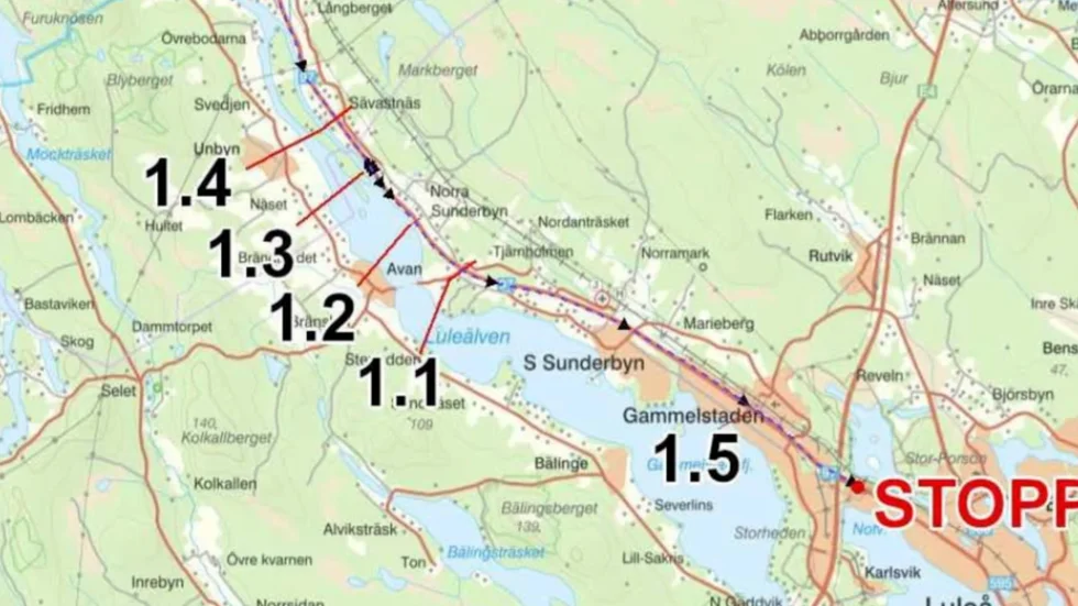 Här ses mannens färd efter 97:an, innan han sladdade av vägen och kunde gripas vid trafikplats Notviken.