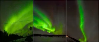 Mäktigt norrsken dansade över Skelleftehimlen