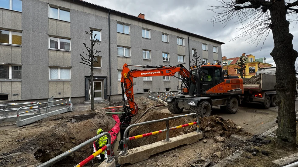 Vattenläcka på Bievägen.