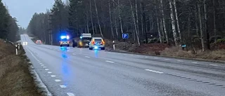 Personbil krockade med hästtransport på riksvägen