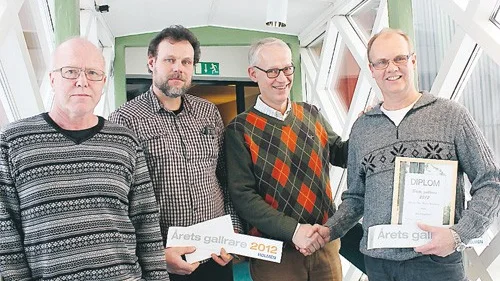 Årets gallrare. Delägarna i JB:s skogstjänst Tom Boklund och Kenneth Johansson, här tillsammans med deras anställde Robert Runesson och Per Olsson från Holmen skog.