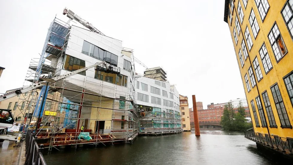 Vinnaren. Katscha får Östergötlands arkitekturpris för 2016. Bilden är från byggandet hösten 2015.