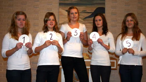 Årets kandidater är följande: 1) Rebecka Kjell, 2) Ida Svensson, 3) Elsa Olausson, 4) Lisa Karlsson, 5) Ellen Mobelius.