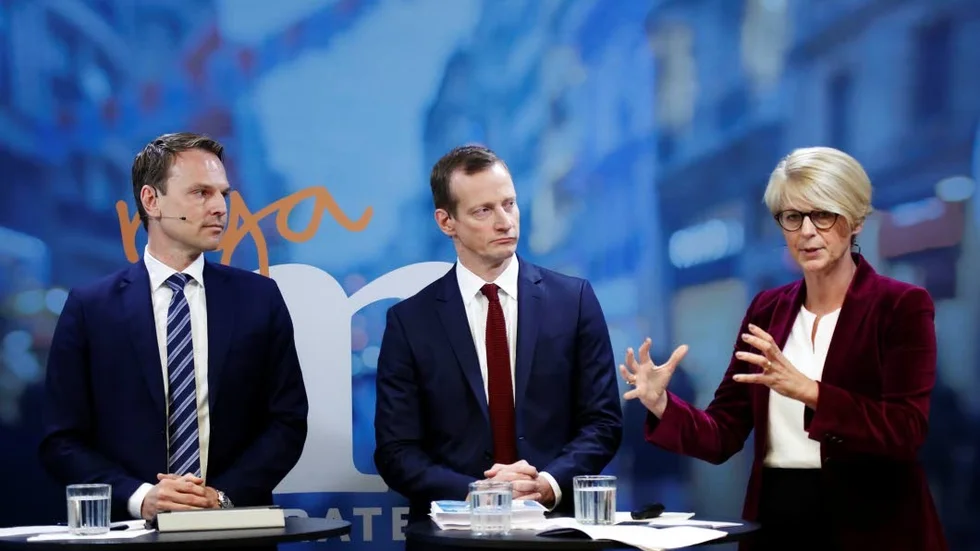 Förslag. Moderaternas förste vice ordförande Peter Danielsson, partisekreteraren Anders Edholm och andre vice ordförande Elisabeth Svantesson vid en pressträff på torsdagen.