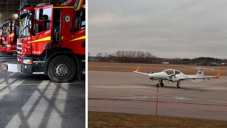 Flygplanet till höger kunde, trots larmet, landa utan problem.