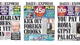 Hetspropaganda. Förstasidor ur en brittisk tidning.