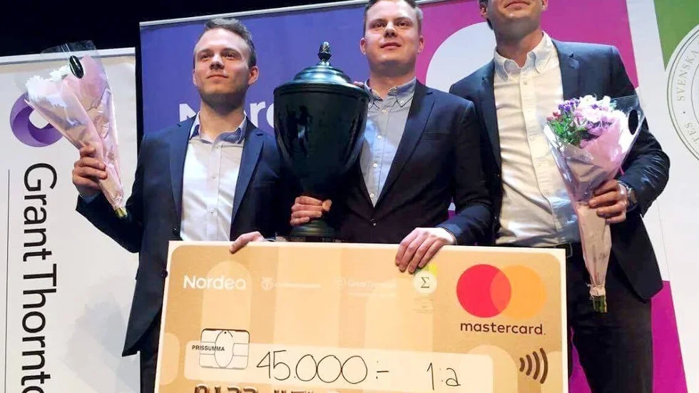 Vinnarna av SM i ekonomi 2017. Från vänster Erik Almgren, Nils Schönning och Rickard Björkman.