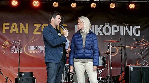 Linköpings borgmästare Ann-Cathrine Hjerdt tyckte att fotbolls-EM är positivt för staden. Foto: Tommy Pettersson