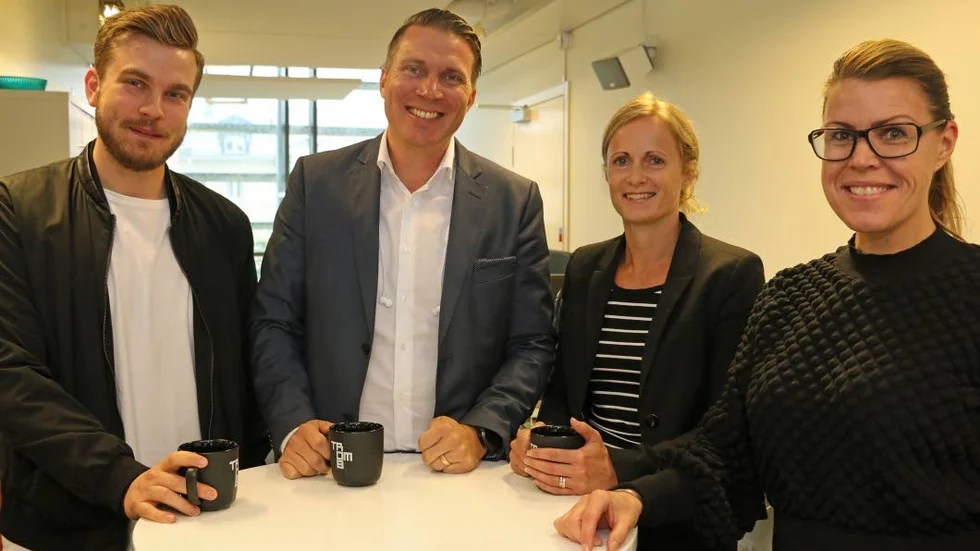 INNOVATIVA. Ett kreativt arbetslag på Tromb. Frv: Patrik Hellstrand, interactive designer, vd Anders Hallberg, Linda Lundmark, produktionschef och Anna Johansson, digital affärsutvecklare.