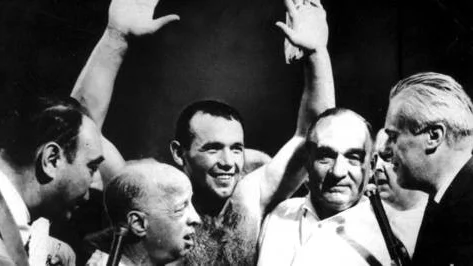Ingo efter segern mot Floyd på Yankee Stadium 26 juni 1959.