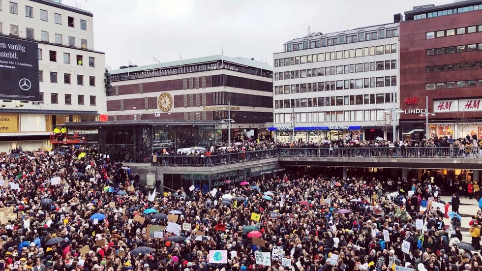 Bilden tog Liza när hon var på skolstrejken den 15 mars.