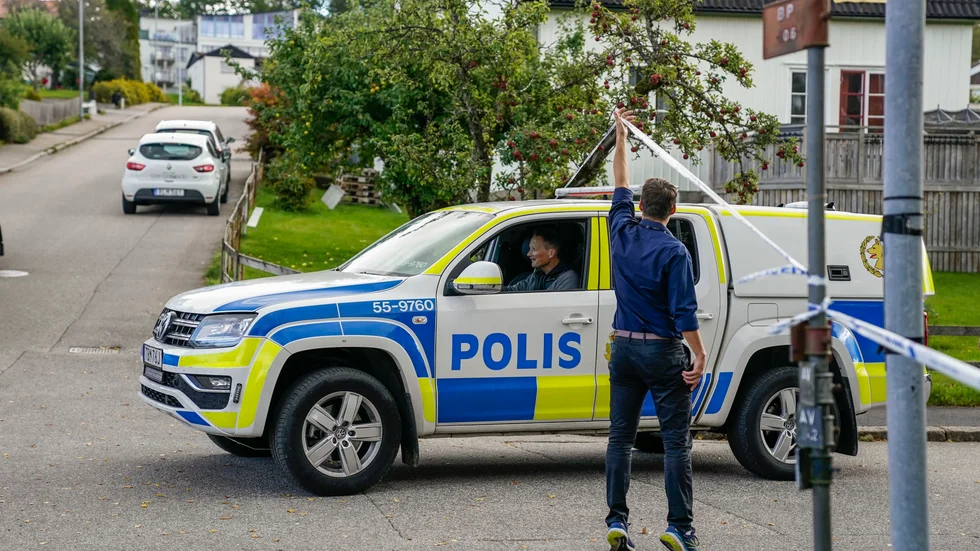 Avspärrningar i centrala Ulricehamn efter händelsen förra hösten.
