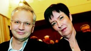 Pär Nuder och Mona Sahlin debatterade igår socialdemokratins framtid på ABF-huset i Stockholm.  Foto: Foto Jonas Ekströmer/Scanpix