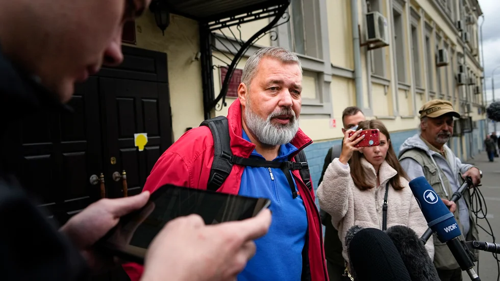 Dmitrij Muratov efter en domstolsförhandling i Moskva i förra veckan.