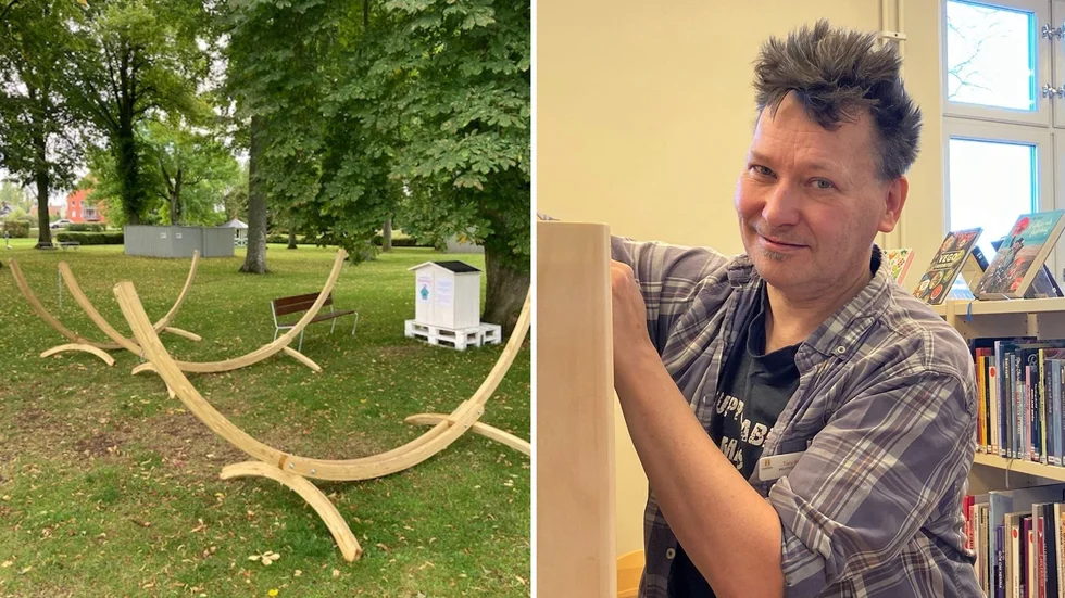 Tre hängmattor stulna. En träställning förstörd. "Man blir besviken och trött", säger Tony Melander, chef på Vadstena bibliotek.