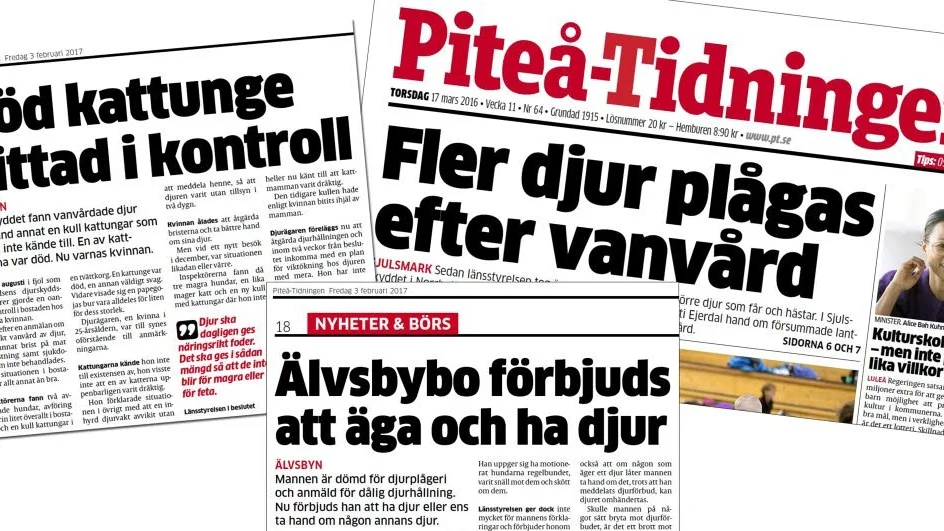 DJURSKYDD. Skribenten Eva blir upprörd av rubrikerna i tidningen, och tycker att djurskyddslagen är tandlös när samma personer begår brott mot djur igen och igen.