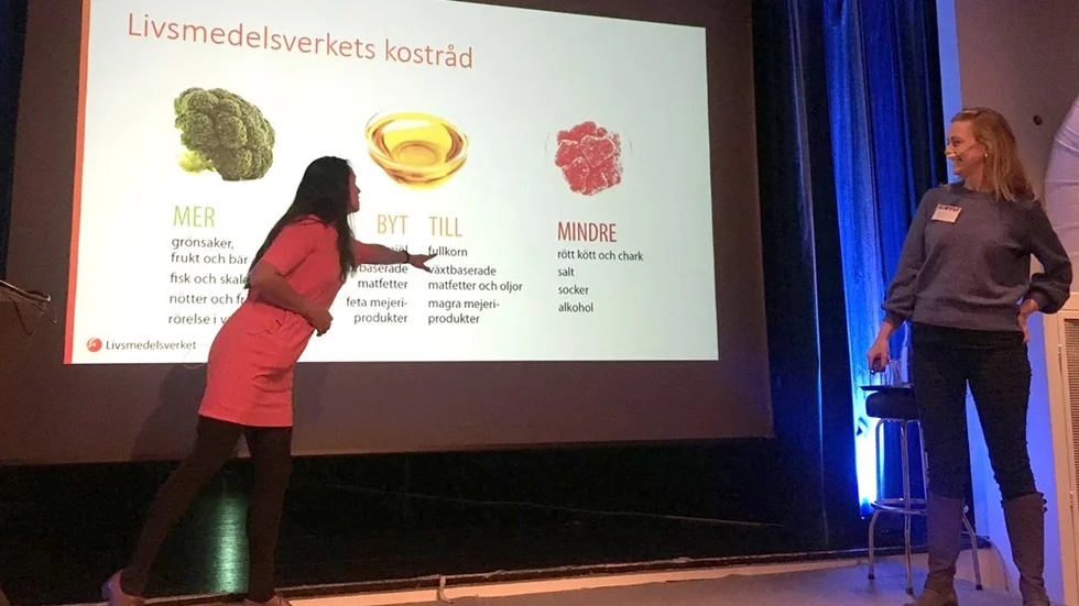 Ulrika Backlund och Anna-Karin Quetel, Livsmedelsverket, informerade om vilka kostråd de ger.