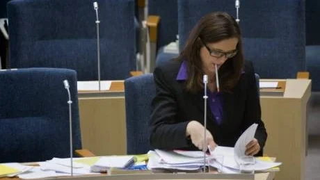 ANHÄNGARE. EU-minister Cecilia Malmström (fp) försvarade i går Lissabonfördraget i riksdagen.