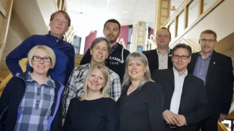 NÖJDA. Monica Lind, Camp Ripan, Dan Björk, Icehotel, Peter Salomonsson, flygplatschef, Erica Mattsson, Kiruna Lappland, Niklas Mattson, Swedish Lapland, Anita Boström, STF, Björn Arnoldsson, Scandic, Mats Åström Swedavia och Jalle Svanberg, Swedish Lapland var alla riktigt glada över den nya flyglinjen mellan Kiruna och Köpenhamn.
