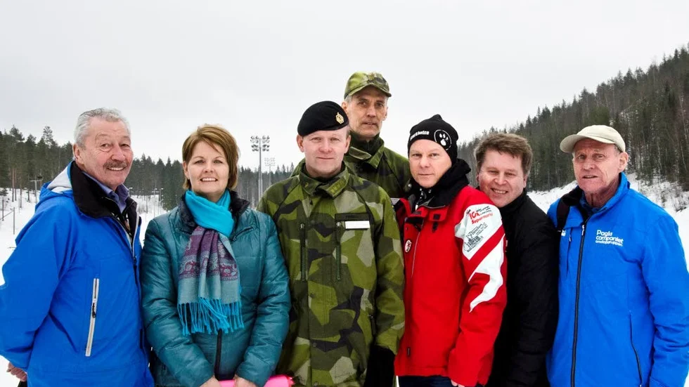 VM-gänget. Här är några i staben runt militära VM på skidor: Erling Mohlin, presskontakt Pagla, Anna-Lena Hesse, informationschef, Mikael Frisell, chef för I 19, Frans Wickbom, projektledare, Stefan Riddarström, ordförande Storklinten Alpina, Staffan Eklund, Bodens kommun, och Göran Honkamaa, Bodens Skidallians.