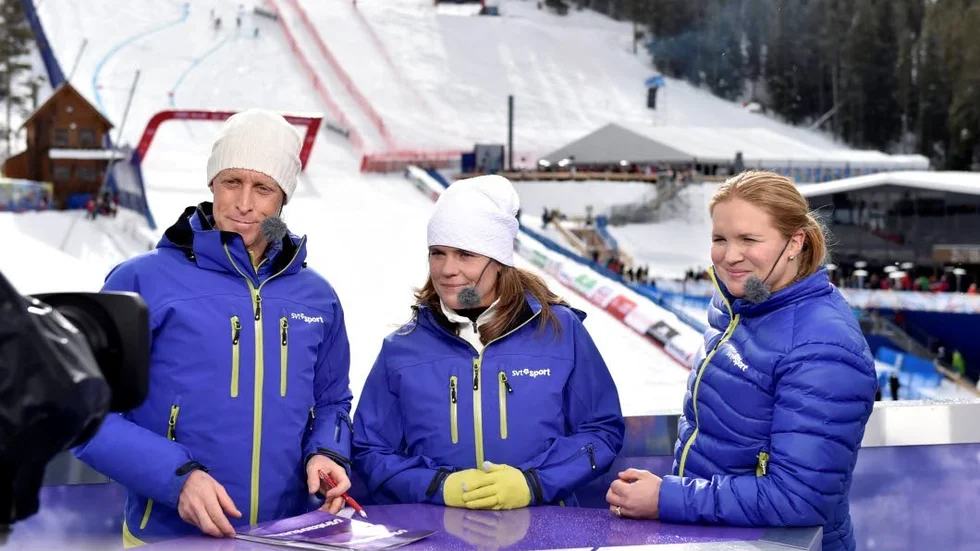 Anja Pärson till höger, här tillsammans med André Pops och Pernilla Winberg